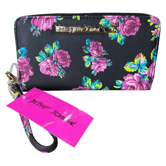 Betsey Johnson Black Floral Wallet - Picture 2 of 12